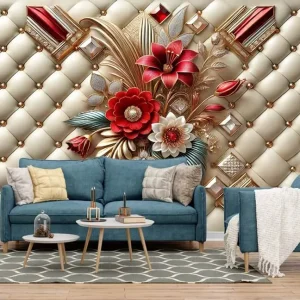 royal-luxury-floral-cushion-3d-wallpaper